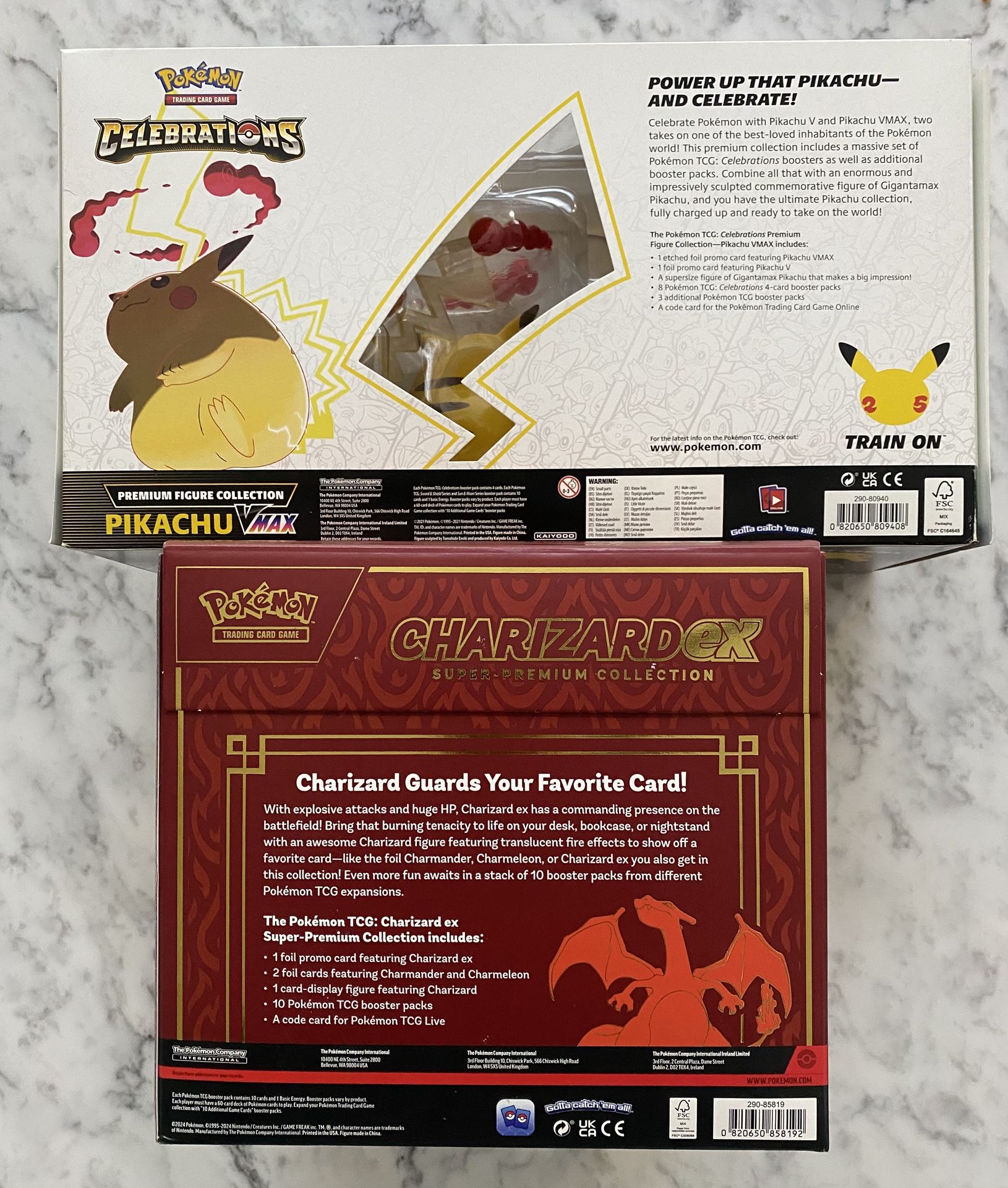 Pokmon Celebration VMax Premium Figure Collection Box & Charizard EX Super Premium Collection Box Sealed Pokmon Celebration VMax Premium Figure Collection Box & Charizard EX Super Premium Collection Box Sealed