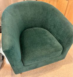 Green Chenille Barrel Chair - Vintage Accent Chair