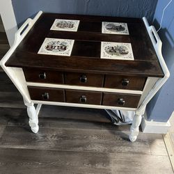 Small Table W/ 2 Drawers And Bottom Storage Shelf