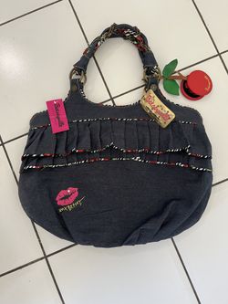 Betsy Johnson Cherry Poplin Blue Hand Bag