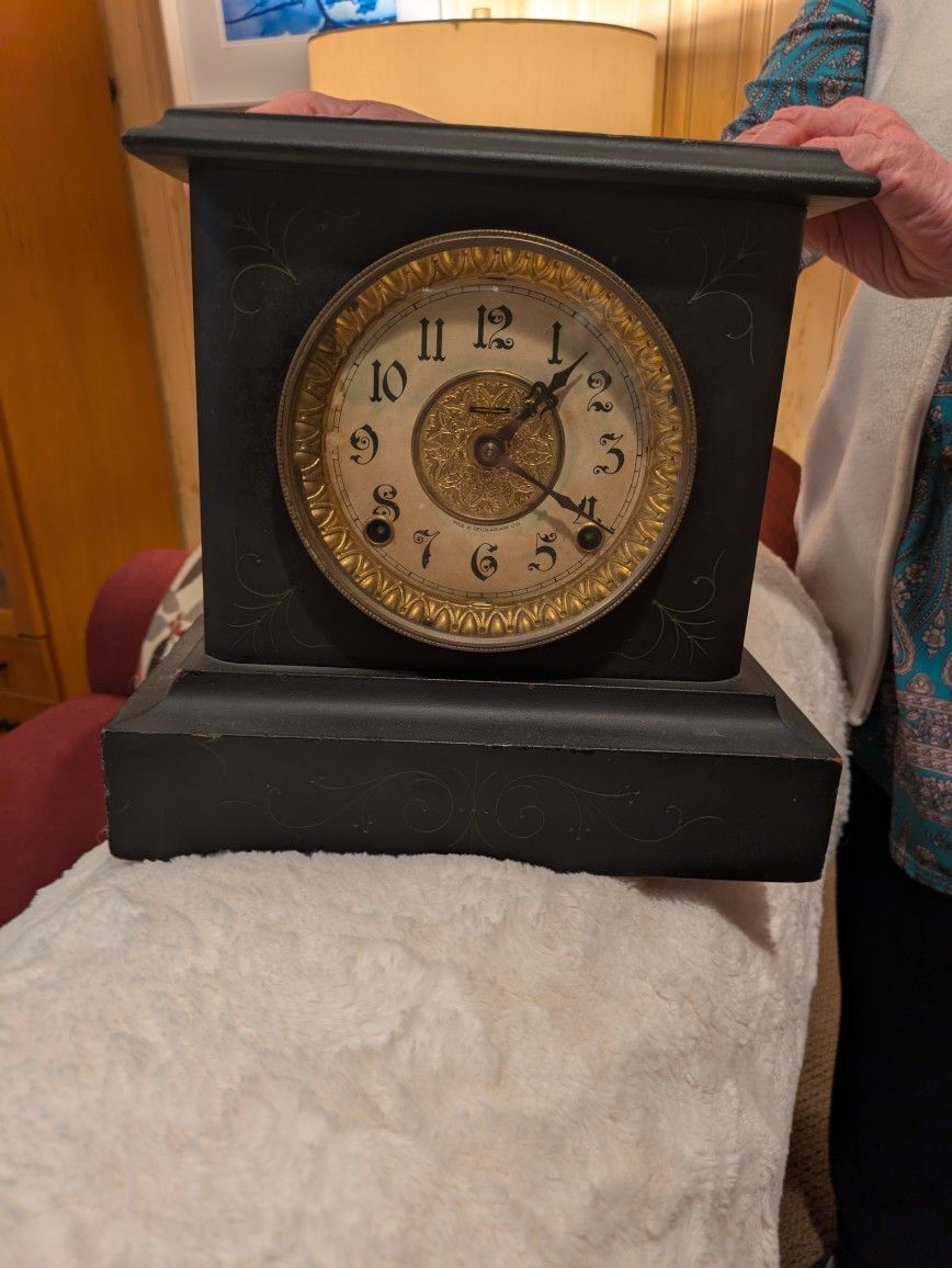 Antique 1885 Mantle Clock. E. Ingraham Wizard Clock.  Great Condition Visually. 