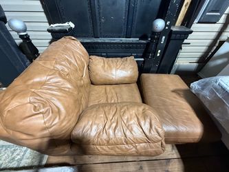 Brown leather couch