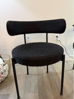 CB2 Inesse Black Bouclé Dining Chairs (2) – Made in Italy – Excellent Condition