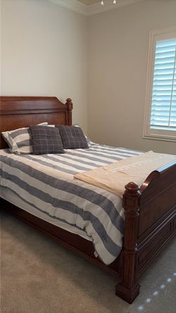 Queen bed frame with 2 dressers