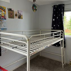 Kids Twin Loft Bed - Solid Metal Frame High Quality 