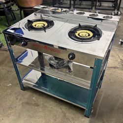 estufa de dos quemadores de gas propano nueva en su caja incluye manguera con regulador