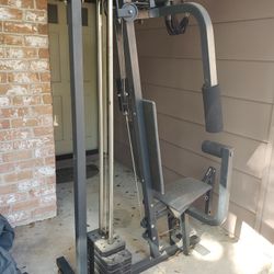 Yes this is still for sale.  Weider 8510 weight machine. missing leg curl bar and pull down bar.