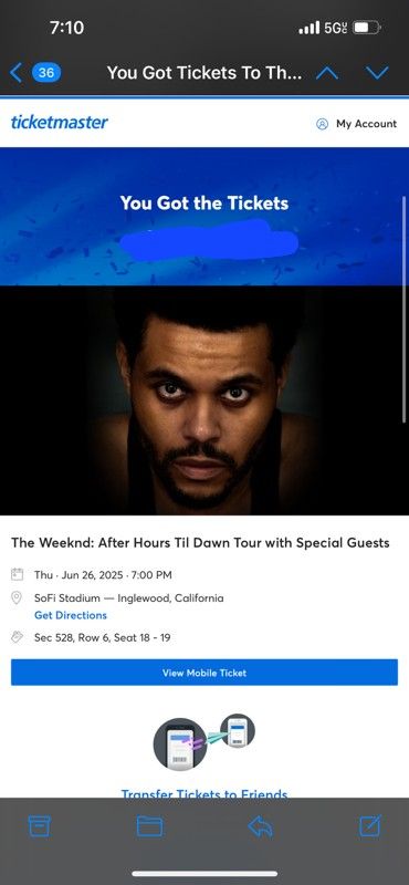 6/26 Thursday - Pair Of Weeknd Tix