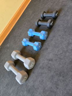 5lb, 7lb, and 10lb Neoprene Rubber Coated Dumbbells