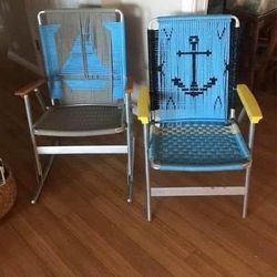 Outdoor Anchor & Sailboat Aluminum Rocking & Sitting Folding Chairs