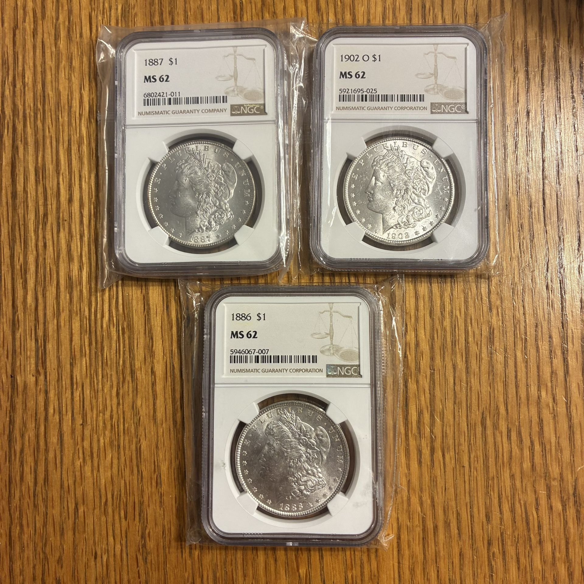 Mint State Morgan Dollars. MS62