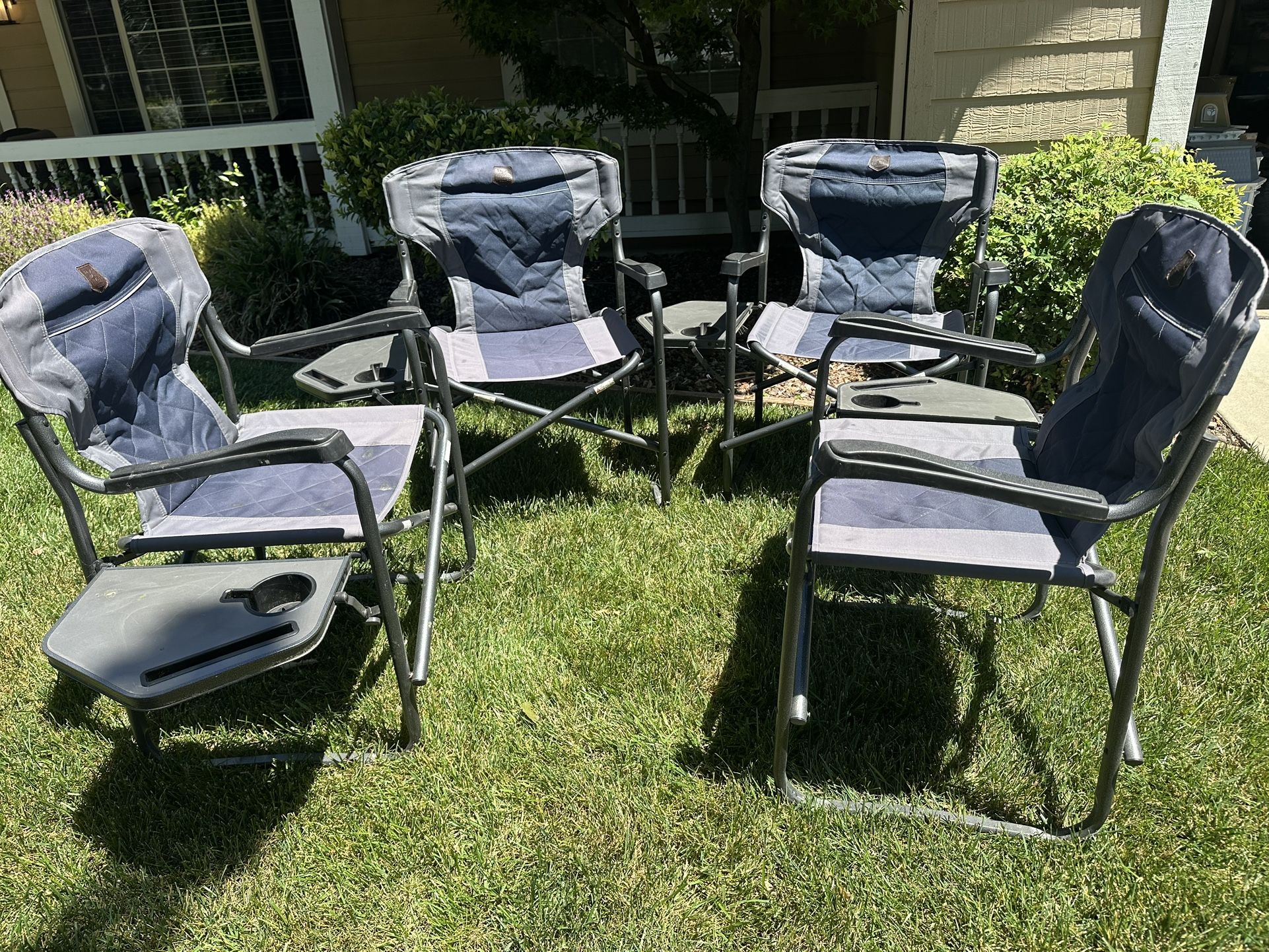Set Of 4 Timber Ridge Foldable Outdoor Chairs w/ Side Table