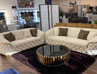 Lupino Ivory Velvet Sofa And Loveseat Sofa And Loveseat 
