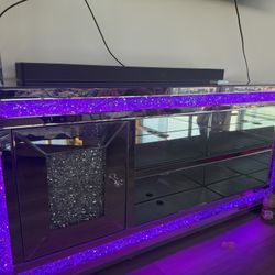 Mirrored LED Tv Consol , Mirrored Coffee Table 