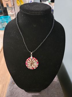 Vintage Beaded Necklace with Abstract Pendant