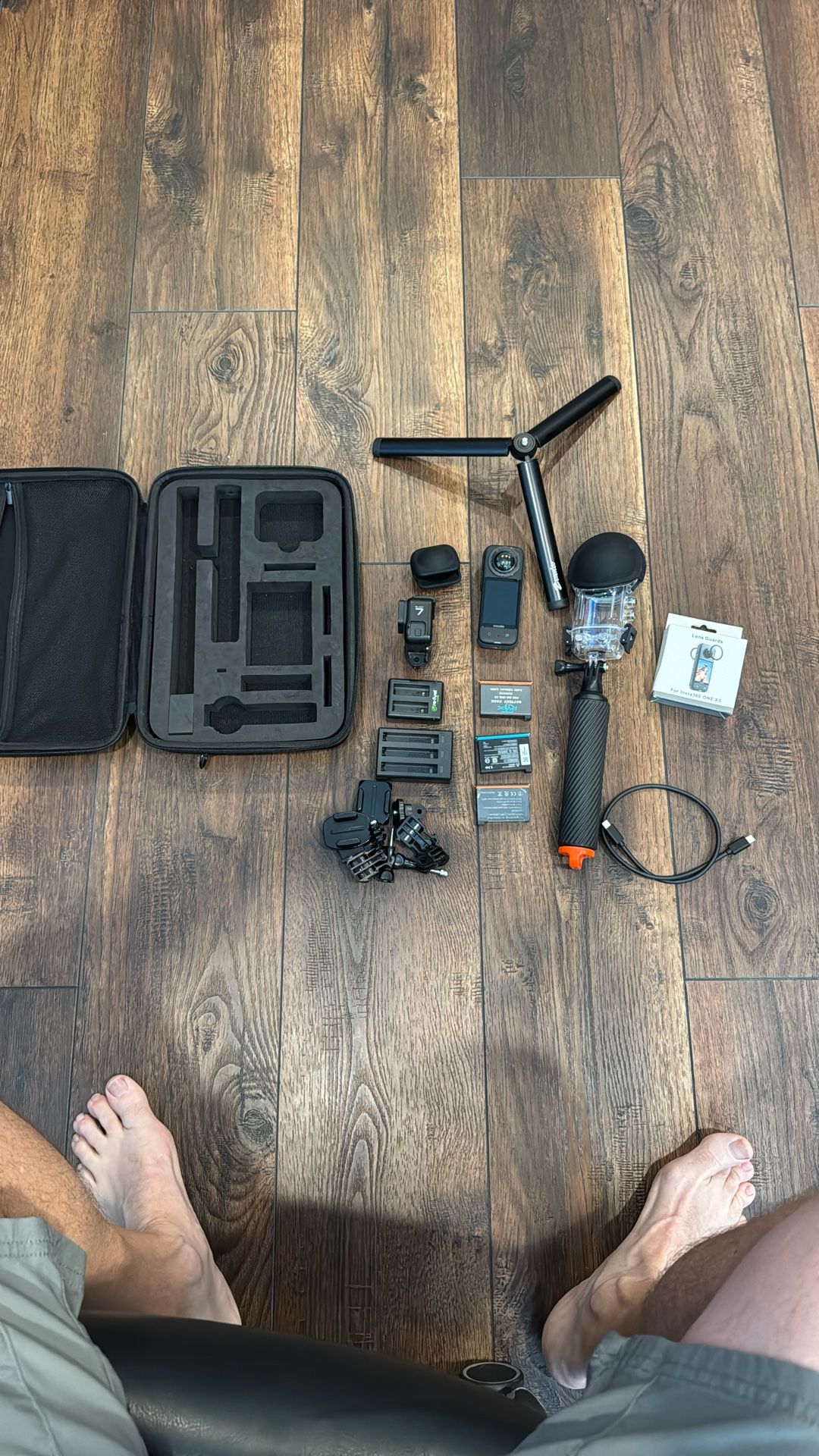 Insta360 X3 And GoPro Black 7 With Accessories