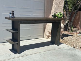 Modern Rustic Console Table with Display Shelves Entryway Sofa Table