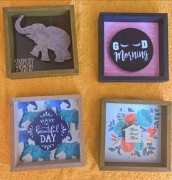 Set of 4 Decorative Framed Wall Signs