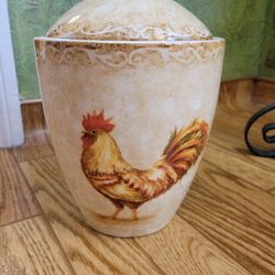Ceramic Canister With Lid-Rooster