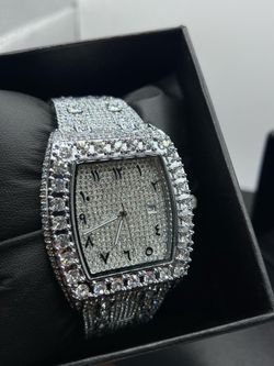 Iced Out Men’s Watch with Arabic Numerals
