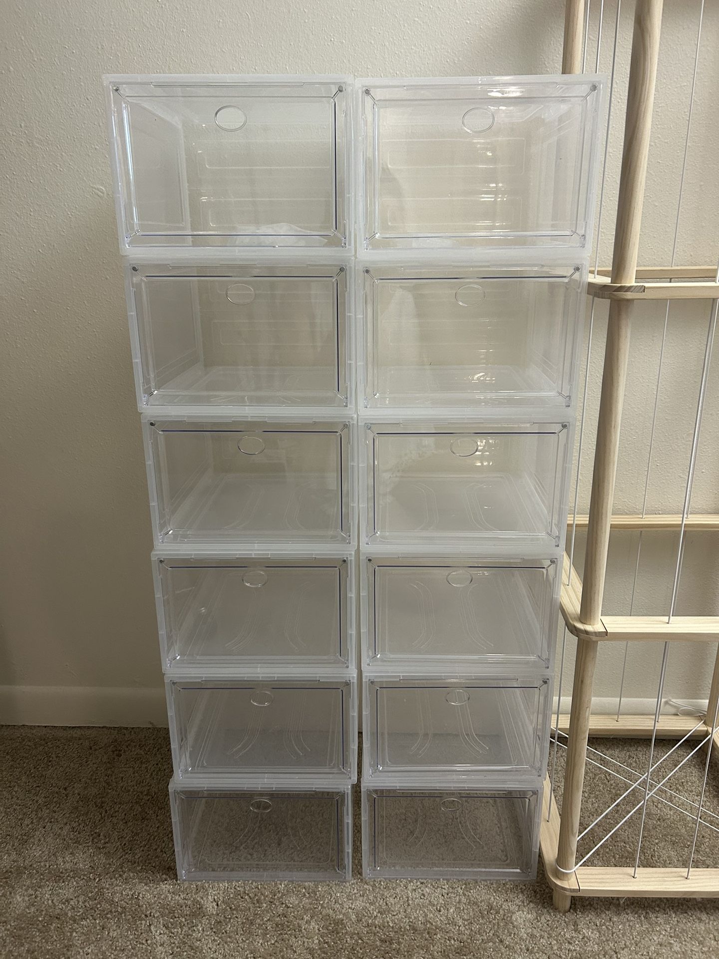 12 Pack Clear Shoe Storage Organizer with Magnetic Door