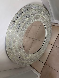 ROUND 32” MIRROR- grey