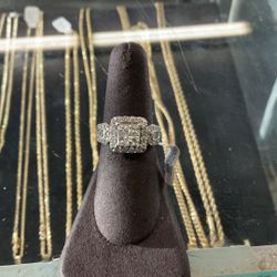 14KT White Gold Ring W/ Natural Princess Cut Diamonds 38141-1