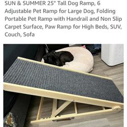 25" Tall Dog Ramp, 6 Adjustable Pet Ramp for Large Dog, Folding Portable Pet Ramp