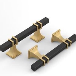 Haliwu Black and Gold Cabinet Pulls