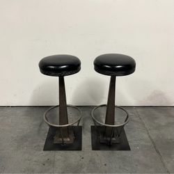 Industrial Style Leather Barstools