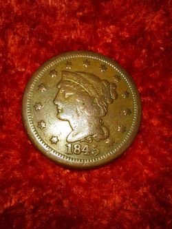 Rare  *  U.S.  1845 Large Penny  * Braided Hair Coin 