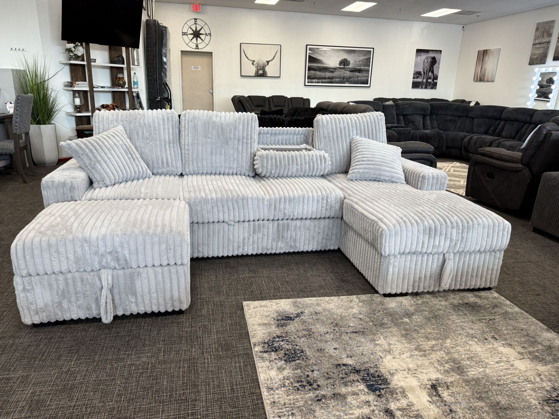 ποΈ Light Gray Corduroy Sectional w/ Sleeper + Storage β Only $999!