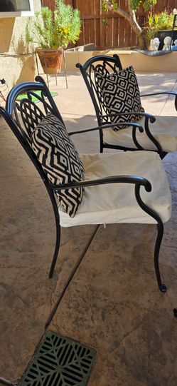 Black Wrought Iron Patio Chairs with Cushions