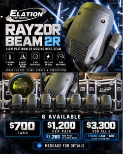 Elation Rayzor Beam 2R Moving Head Lights – 6 Available