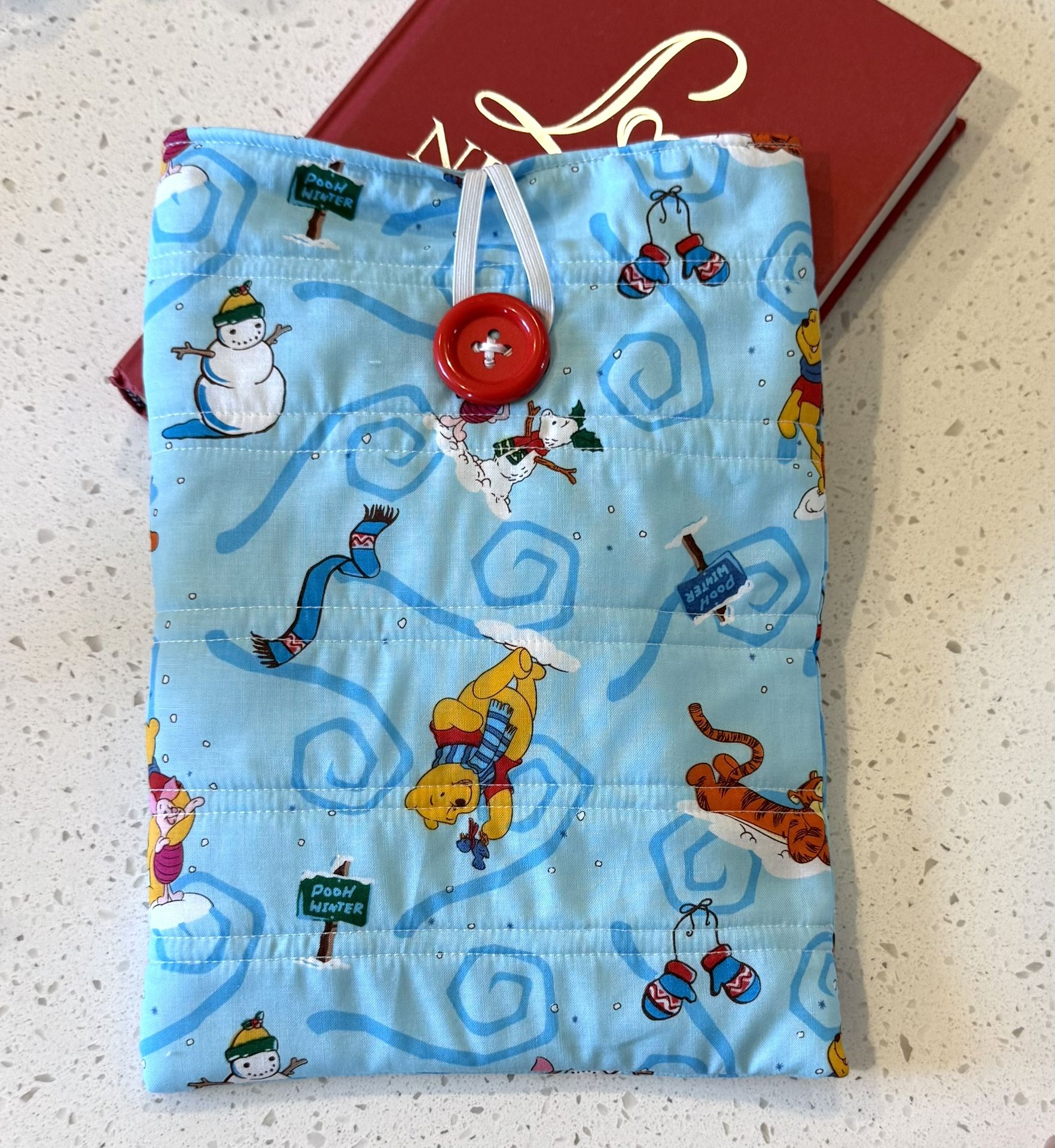 Book Kindle Sleeve Bag Cover 10.5 X 8in Winnie The Pooh Bear Fabric Padded Quilted NEW Handmade Lined Bags. Holiday Christmas Seasonal Gift Gifts Pres