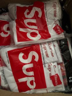 White and Black Supreme Socks