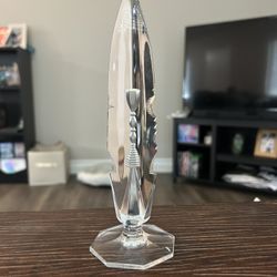 Vintage Crystal Obelisk Has THREE Different views of a cross Unsigned Beautiful Religious Statue