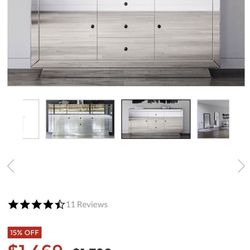 CONTEMPORARY MIRRORED ACCENT CHEST SIDEBOARD BUFFET CREDENZA CONSOLE TABLE