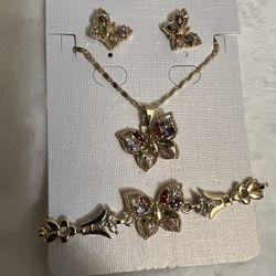 Butterfly Set: Earrings, Necklace & Bracelet  