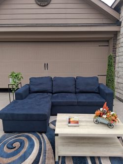 Blue/Gray Sleeper Sectional Couch- Free Delivery