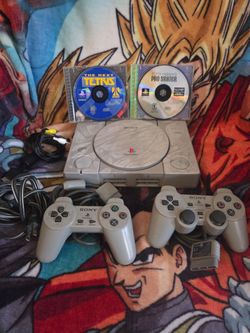 Sony Original Playstation One Console with 2 Games and Controllers