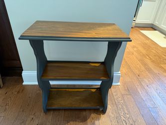 3-Tier Wood Side Table with Painted Base