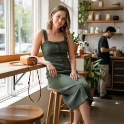 Madewell Texture & Thread Button-Front Dress - Olive (XXS)