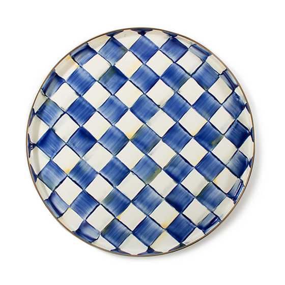 Mackenzie-Childs Royal Check Enamel Round Tray, Unique Circle Large, Blue