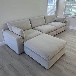 NEW Beige Linen Cloud Couch Sectional