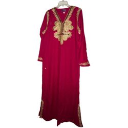 Abu Dhabi Hot Pink With Gold Accents And Shimmer  Muslim Dress 