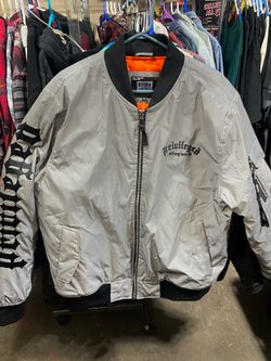 Bleecker & Mercer Bomber Jacket Men’s XL Silver Streetwear Jacket