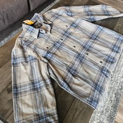 Loose Fit Heavyweight Flannel Long-Sleeve Plaid Shirt