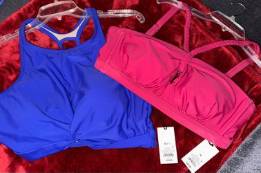 Blue and Magenta bikini tops