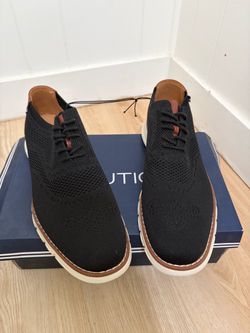 Nautica Black Knit Wingtip Oxford Shoes